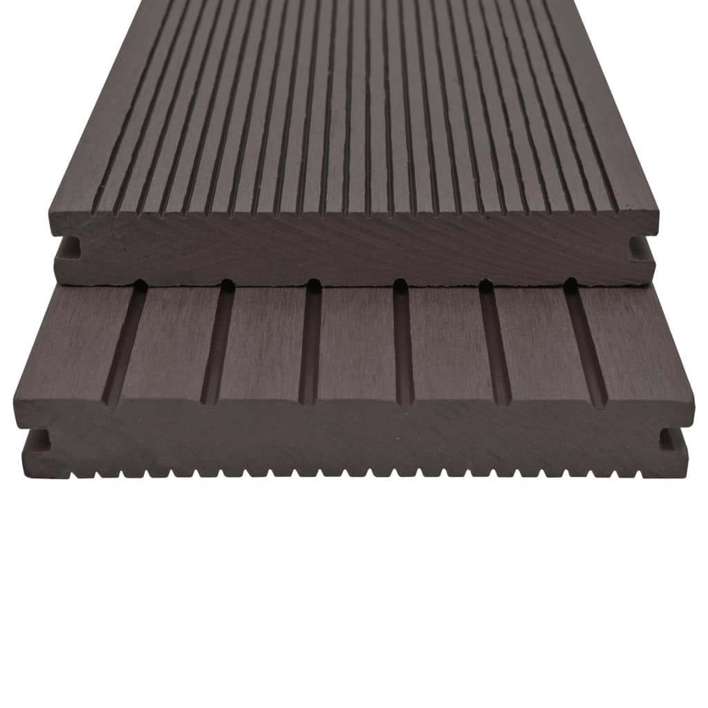 WPC Solid Decking Boards with Accessories 10 m² 4 m Dark Brown